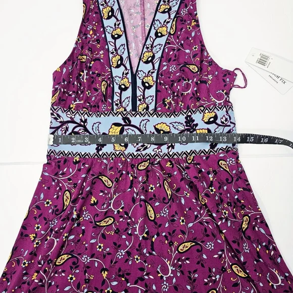 Wisp Ryenne Jersey Women's Purple Floral Print V-Neck Sleeveless Dress Size 2 - Picture 14 of 16